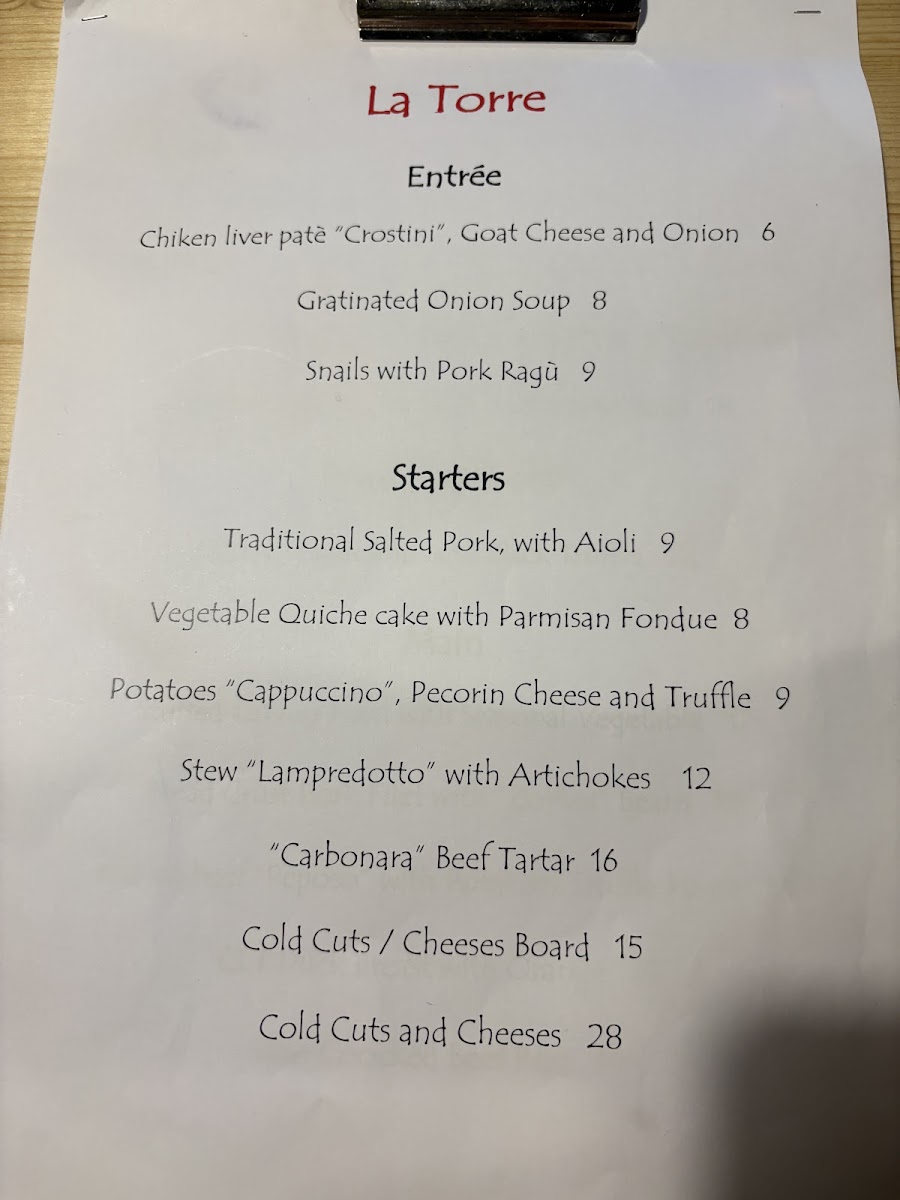 Menu Ristorante La Torre-1